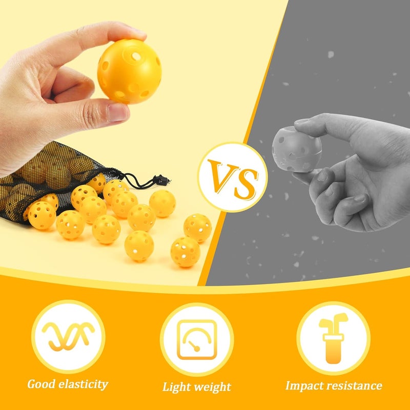 Bac-kitchen Plastic Golf Balls Practice Limited Flight Golf Training Ball Hollow Swing Practice Indoor Golf Balls with Mesh Drawstring Bag for Backyard Driving Range or Outdoor - Image 5